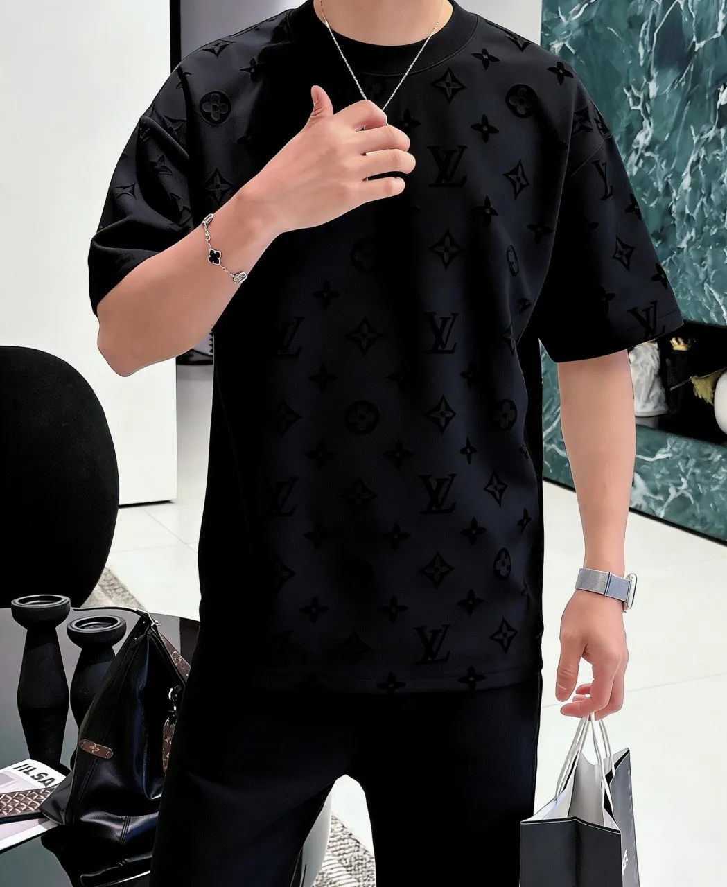 Louis Vuitton/Louis Vuitton 26ss full width presbyopia burnt short sleeves
